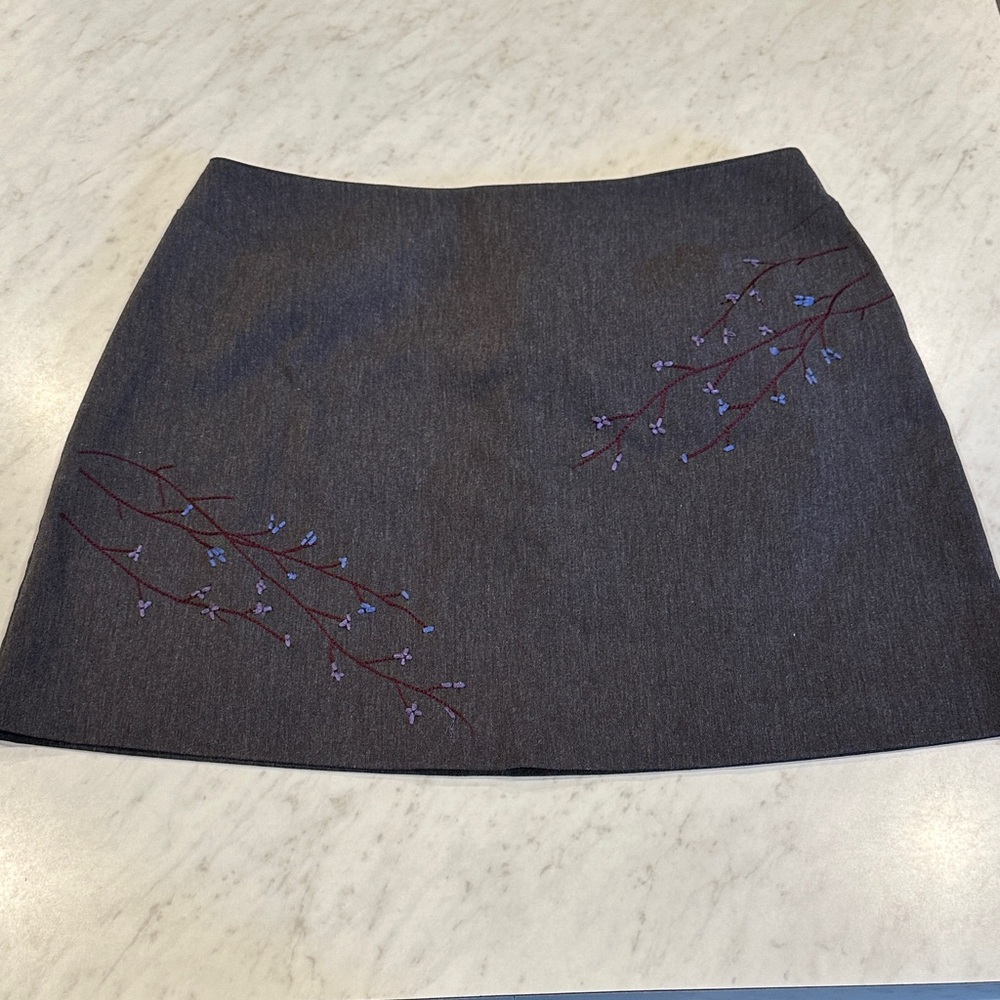 Express Stretch Embroidered Gray Skirt 5/6